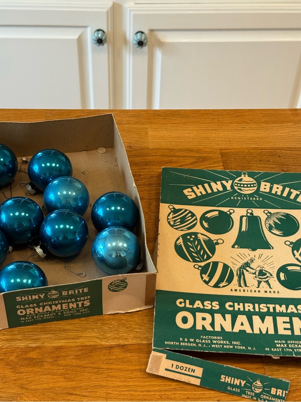 🎄 Shiny Brite Blue Glass Ball Ornaments Set of 10 Original Box | Vintage MCM